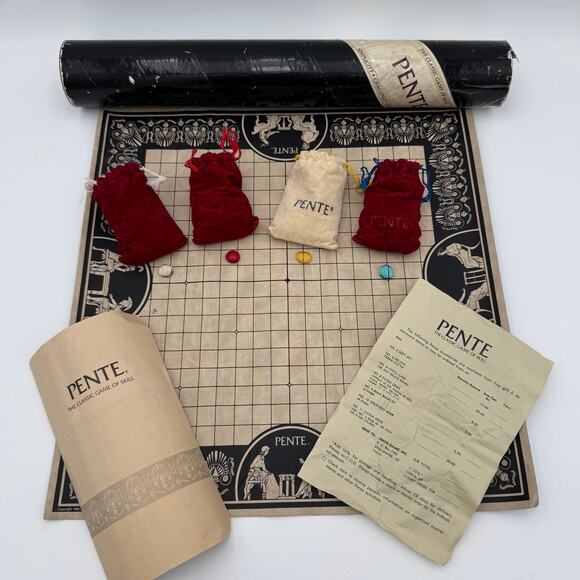 Vtg Pente The Classic Game of Skill, 1979, Third Edition, 4 Color Bags of Beads - Picture 6 of 8
